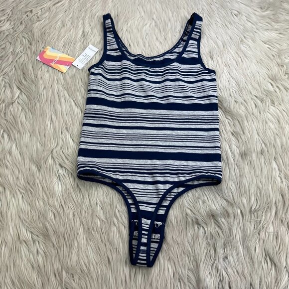 NWT Yummie Women's Striped Ruby Scoop Neck Bodysuit - Picture 5 of 5